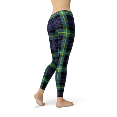 Square Irish Green Blue Tartan Leggings